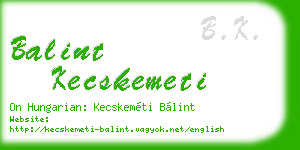 balint kecskemeti business card
