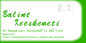 balint kecskemeti business card